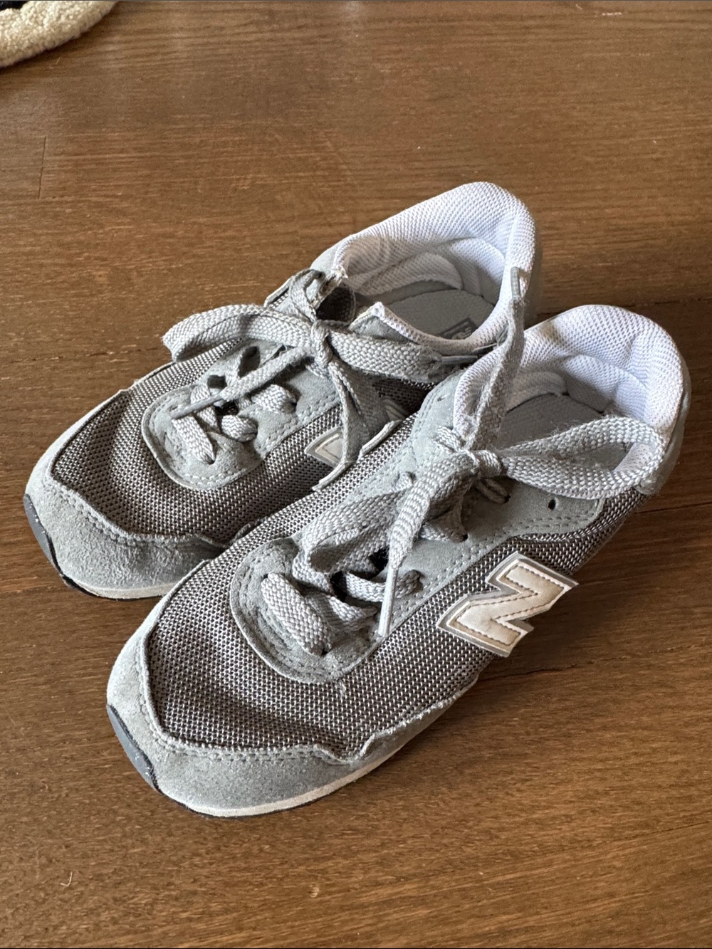 New Balance Kids Gray Mesh and Suede Sneakers